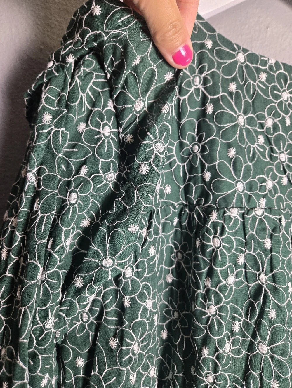 Hayden Los Angeles Green Floral Eyelet Boho Ruffle Sleeve Size 1X